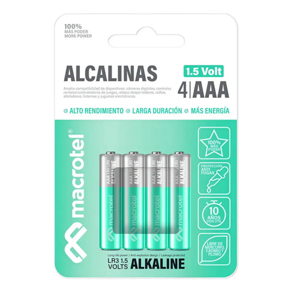 Pilas Alcalinas AAA 4 Unidades Blister 1.5v Macrotel
