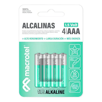Pilas Alcalinas AAA 4 Unidades Blister 1.5v Macrotel