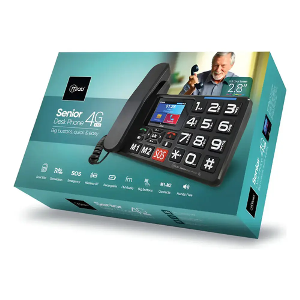 Telefono Senior Inalambrico Sobremesa 4g Sos 2.8 Mlab 9440 Color Negro