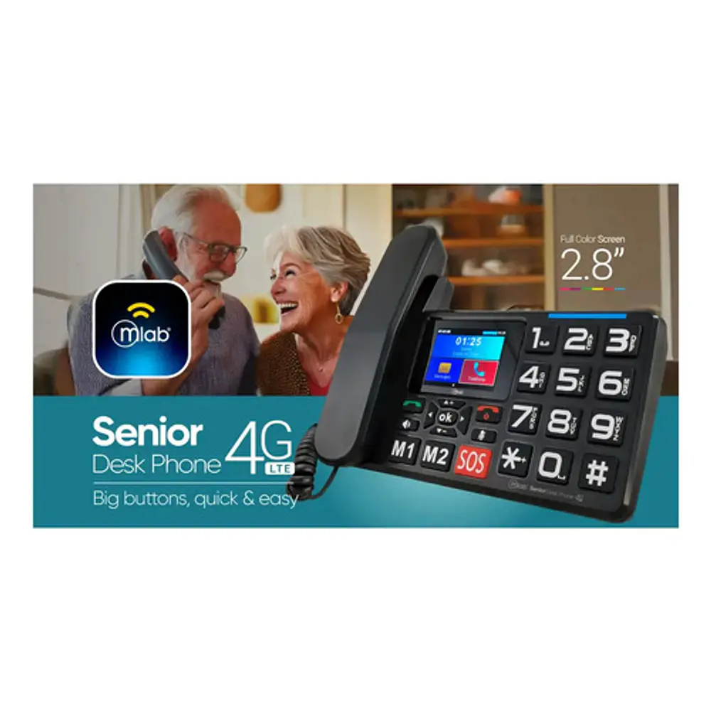 Telefono Senior Inalambrico Sobremesa 4g Sos 2.8 Mlab 9440 Color Negro
