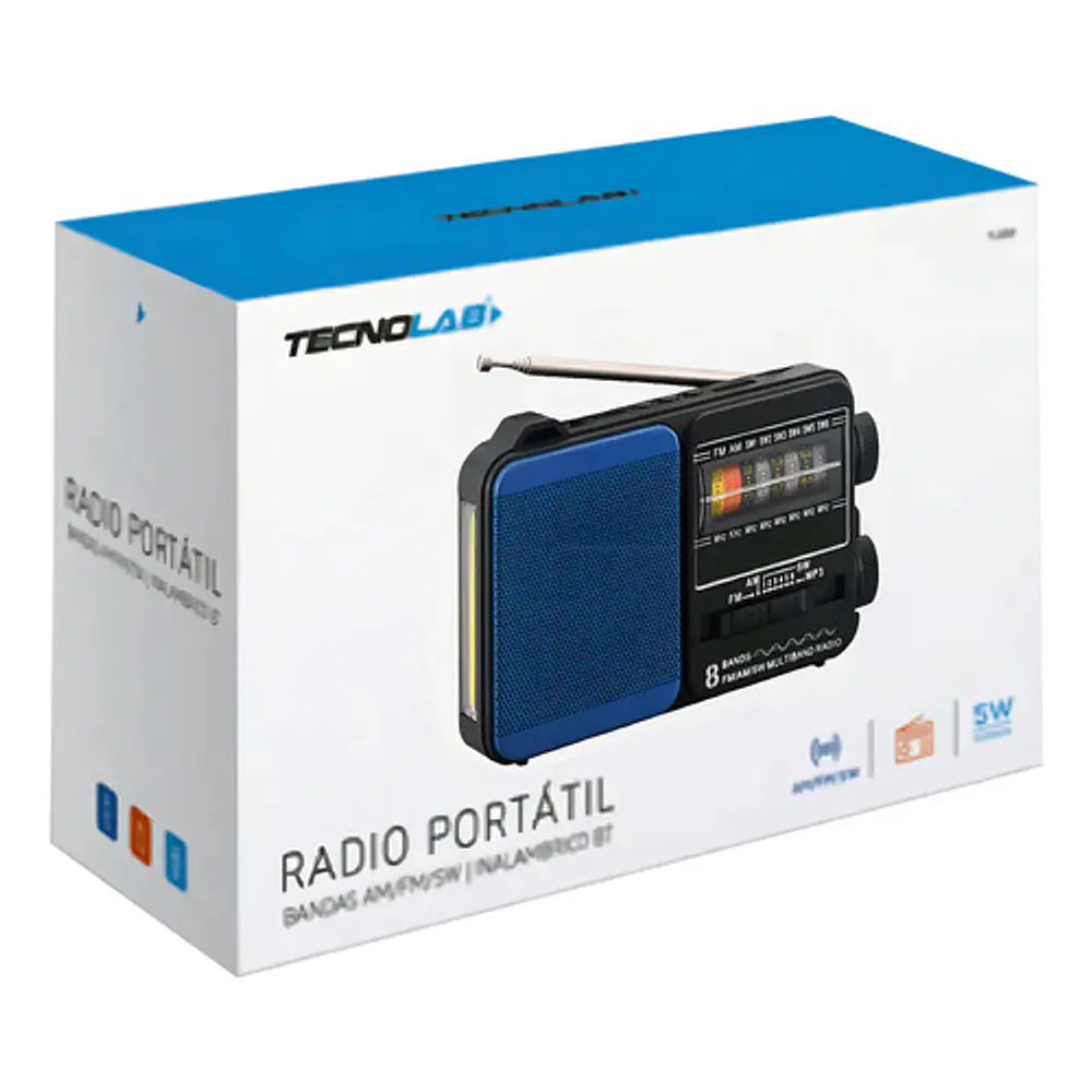 Radio Portatil 5w Recargable Usb Con Linterna Tenolab Tl652 Negro