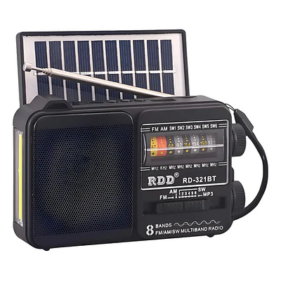 Radio Portátil Solar Am/fm/sw 15w Bluetooth Con Linterna Bk Negro