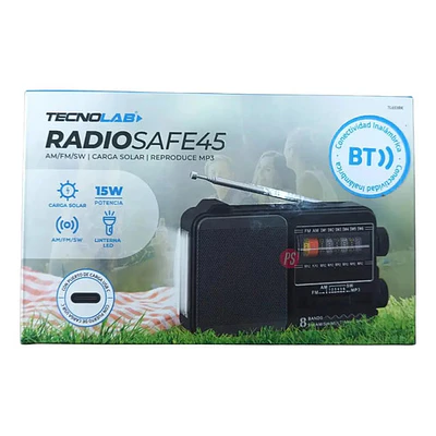 Radio Portátil Solar Am/fm/sw 15w Bluetooth Con Linterna Bk Negro