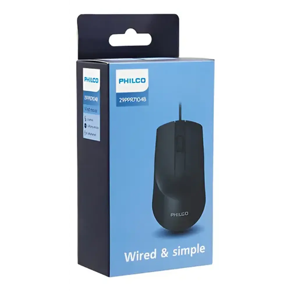 Mouse Philco Con Cable Usb Óptico Negro