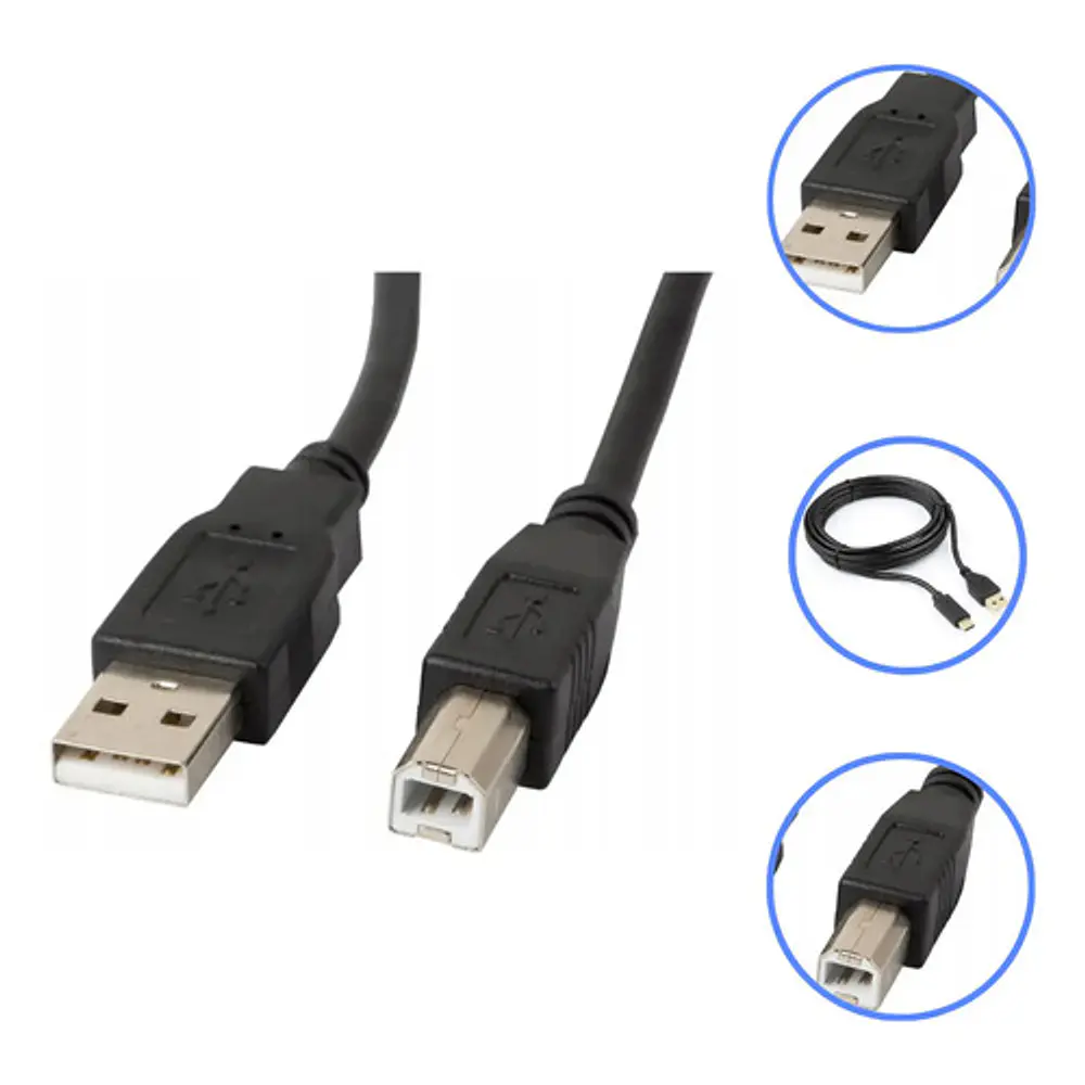 Cable Usb 2.0 Para Impresora Y Scanner A-b 1.5 Metros Color Azul Negro