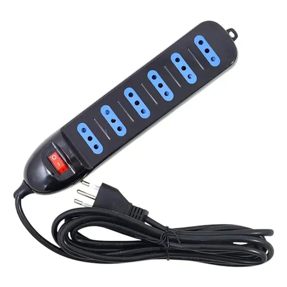 Alargador Eléctrico 6pos 3mt Switch Tm-800100bk Tecmaster Negro
