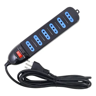 Alargador Eléctrico 6pos 3mt Switch Tm-800100bk Tecmaster Negro