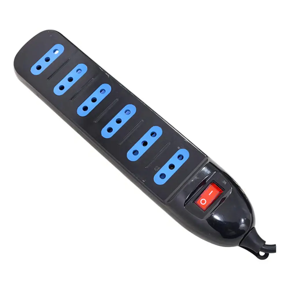 Alargador Eléctrico 6pos 3mt Switch Tm-800100bk Tecmaster Negro