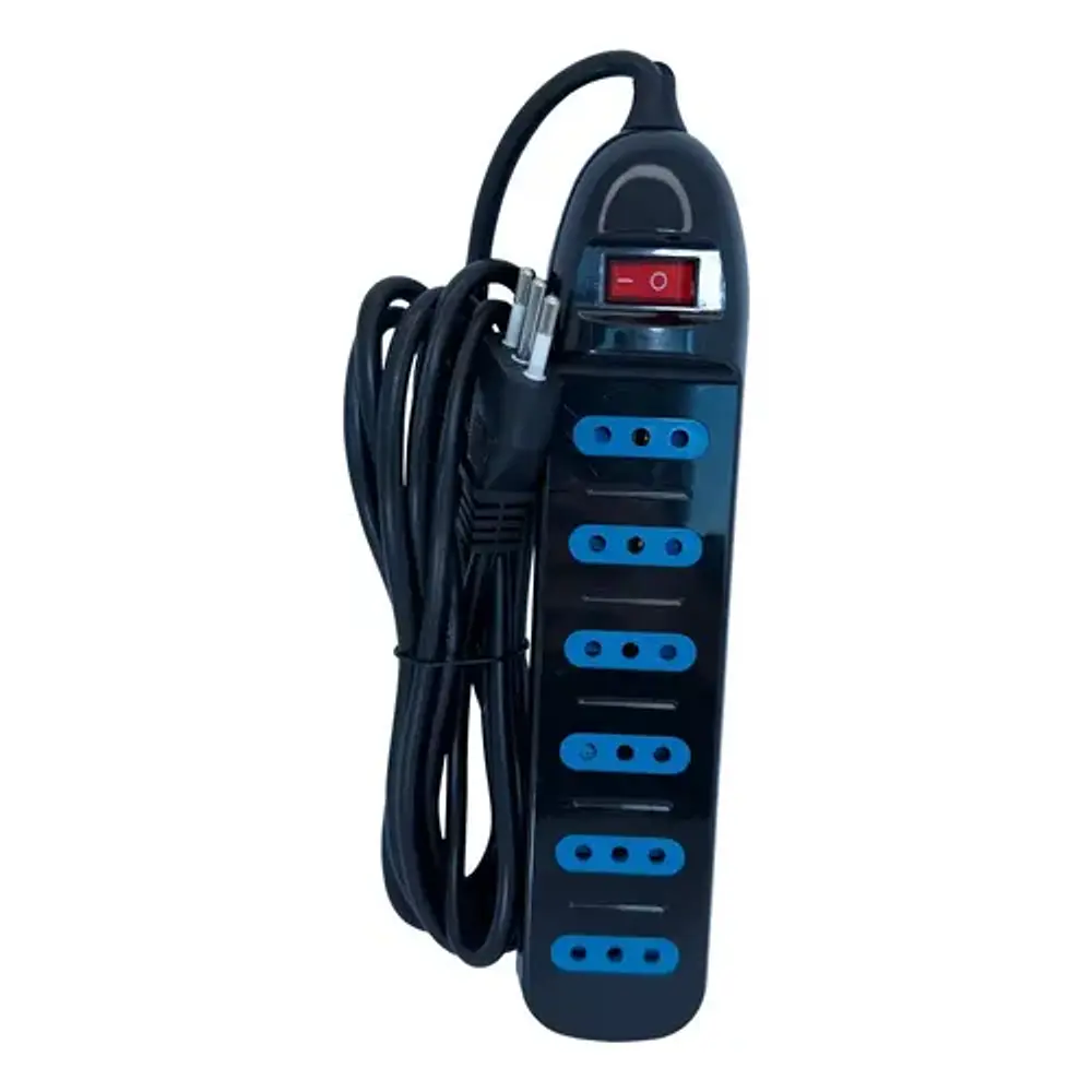 Alargador Eléctrico 6pos 3mt Switch Tm-800100bk Tecmaster Negro