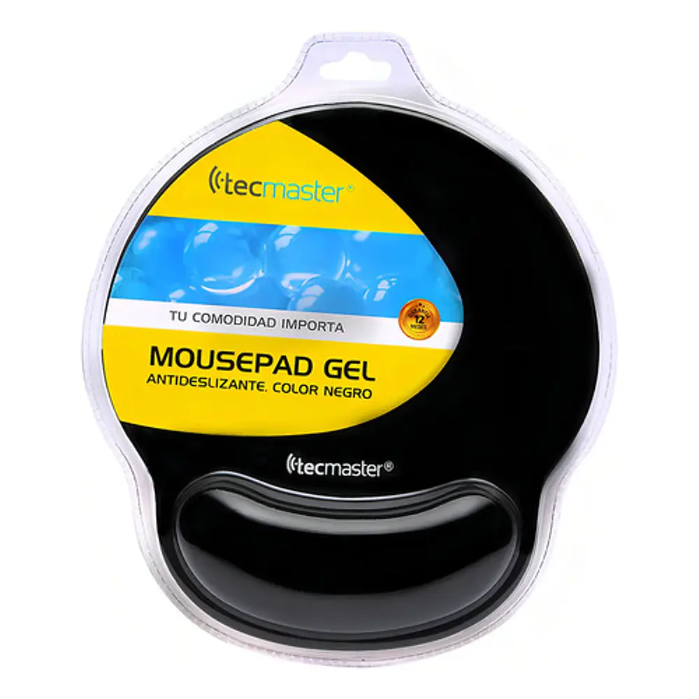 Mousepad Tecmaster Negro Antideslizante Con Apoya Muñeca Tm-100557