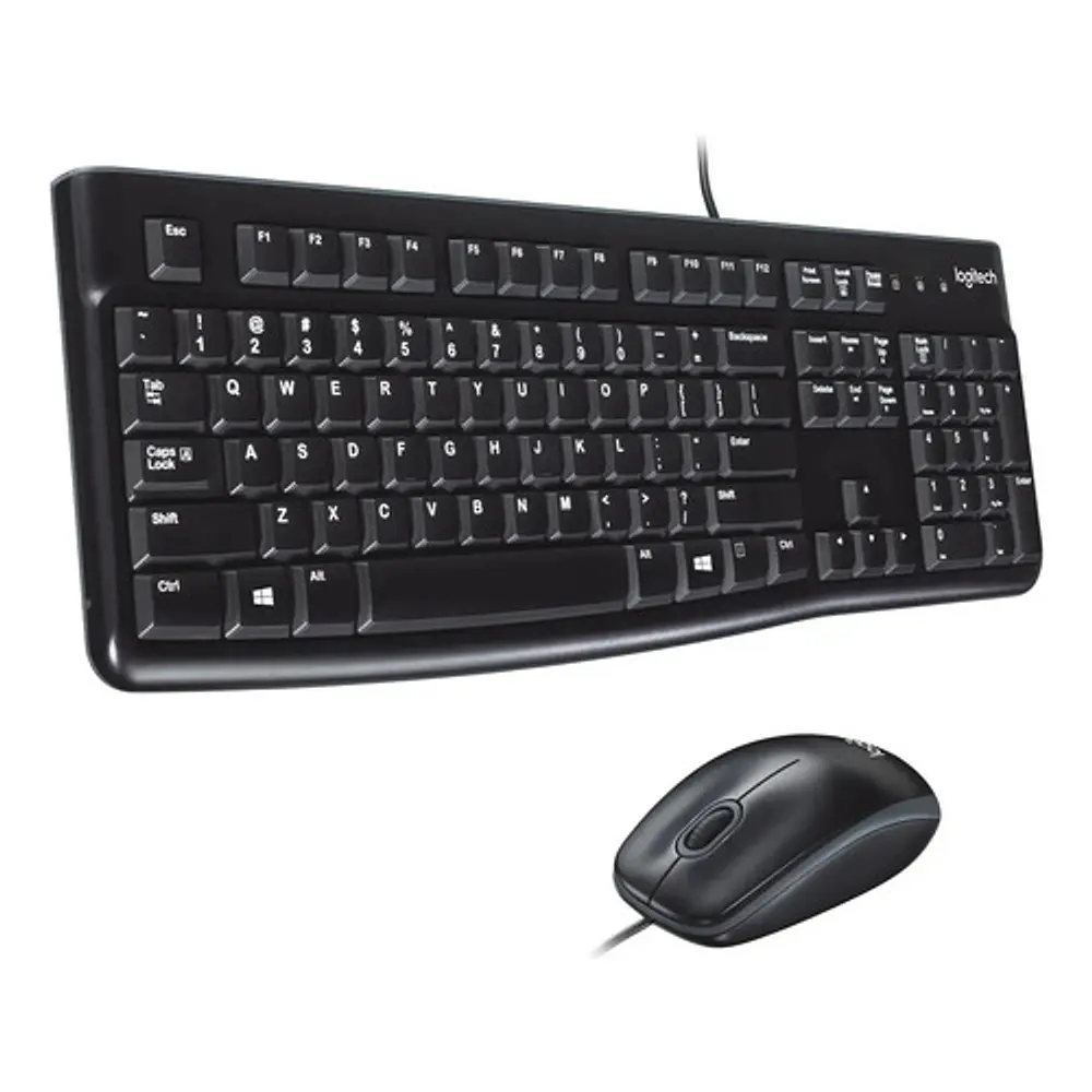 Kit De Teclado Y Mouse Logitech Mk120 Español Latinoamericano De Color Negro