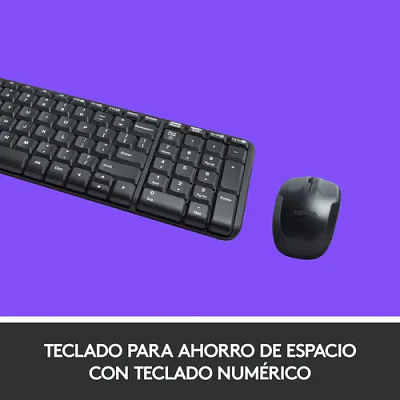 Kit teclado y mouse inalámbrico Logitech MK220 español negro