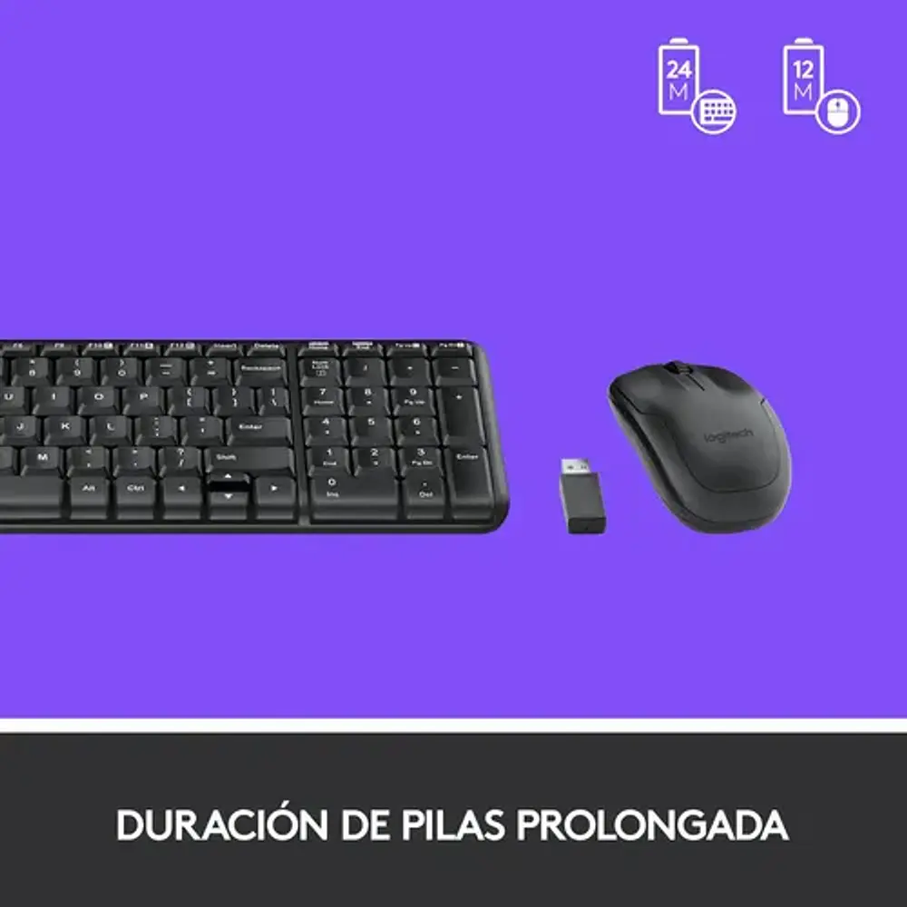 Kit teclado y mouse inalámbrico Logitech MK220 español negro