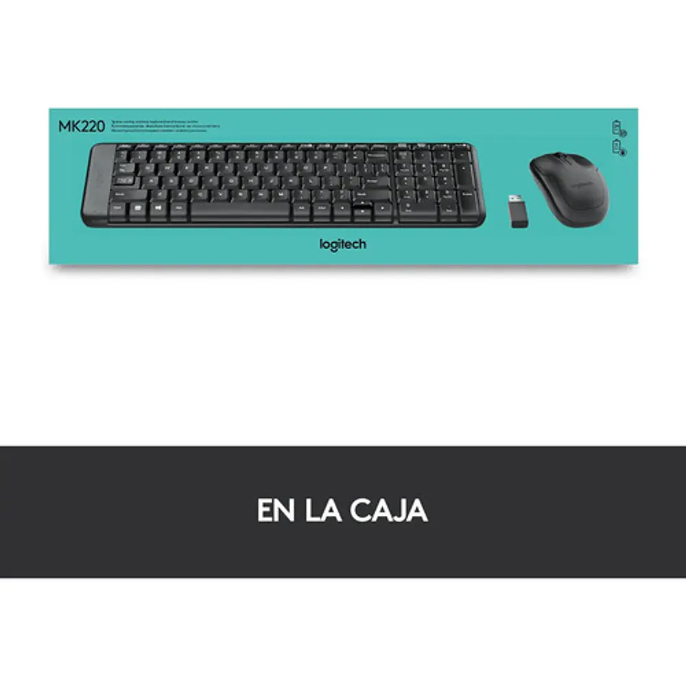 Kit teclado y mouse inalámbrico Logitech MK220 español negro