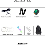 Guitarra Eléctrica Negra + Amplificador Negro Diestro Madera Fiddler