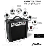 Guitarra Eléctrica Negra + Amplificador Negro Diestro Madera Fiddler