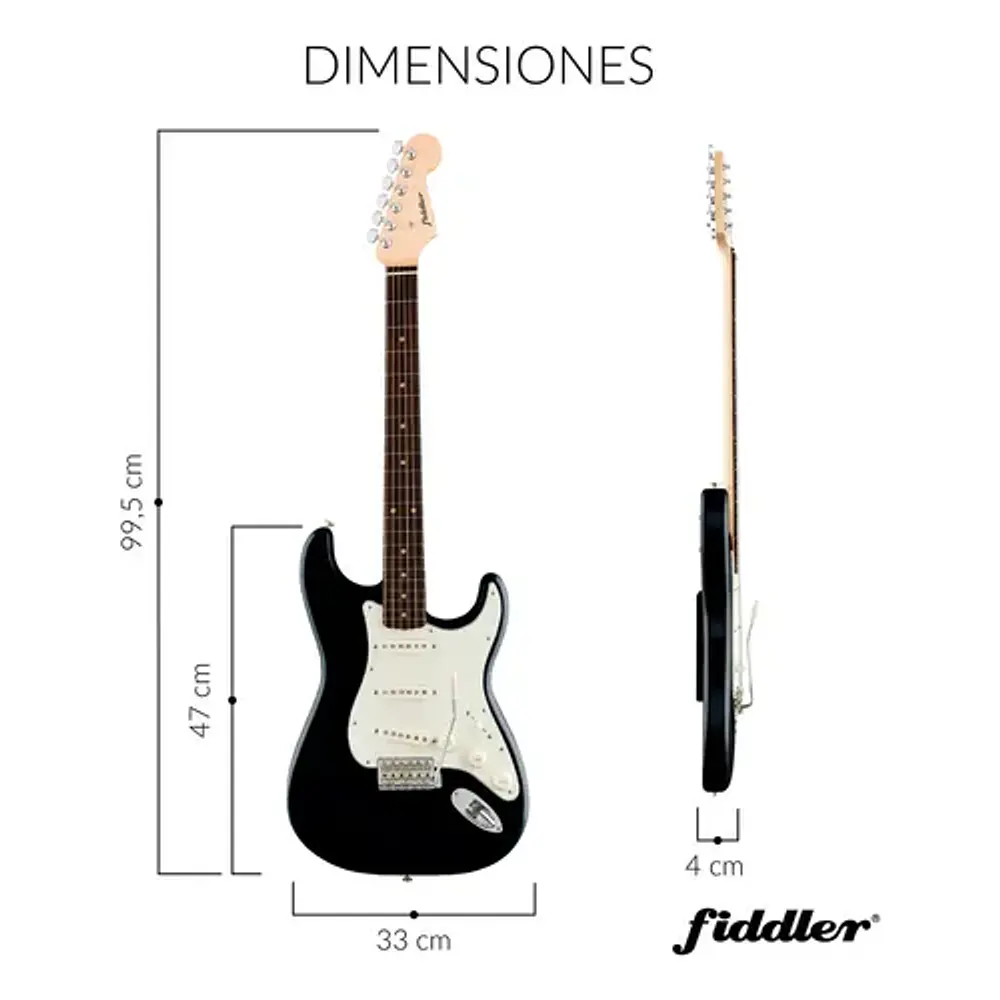 Guitarra Eléctrica Negra + Amplificador Negro Diestro Madera Fiddler