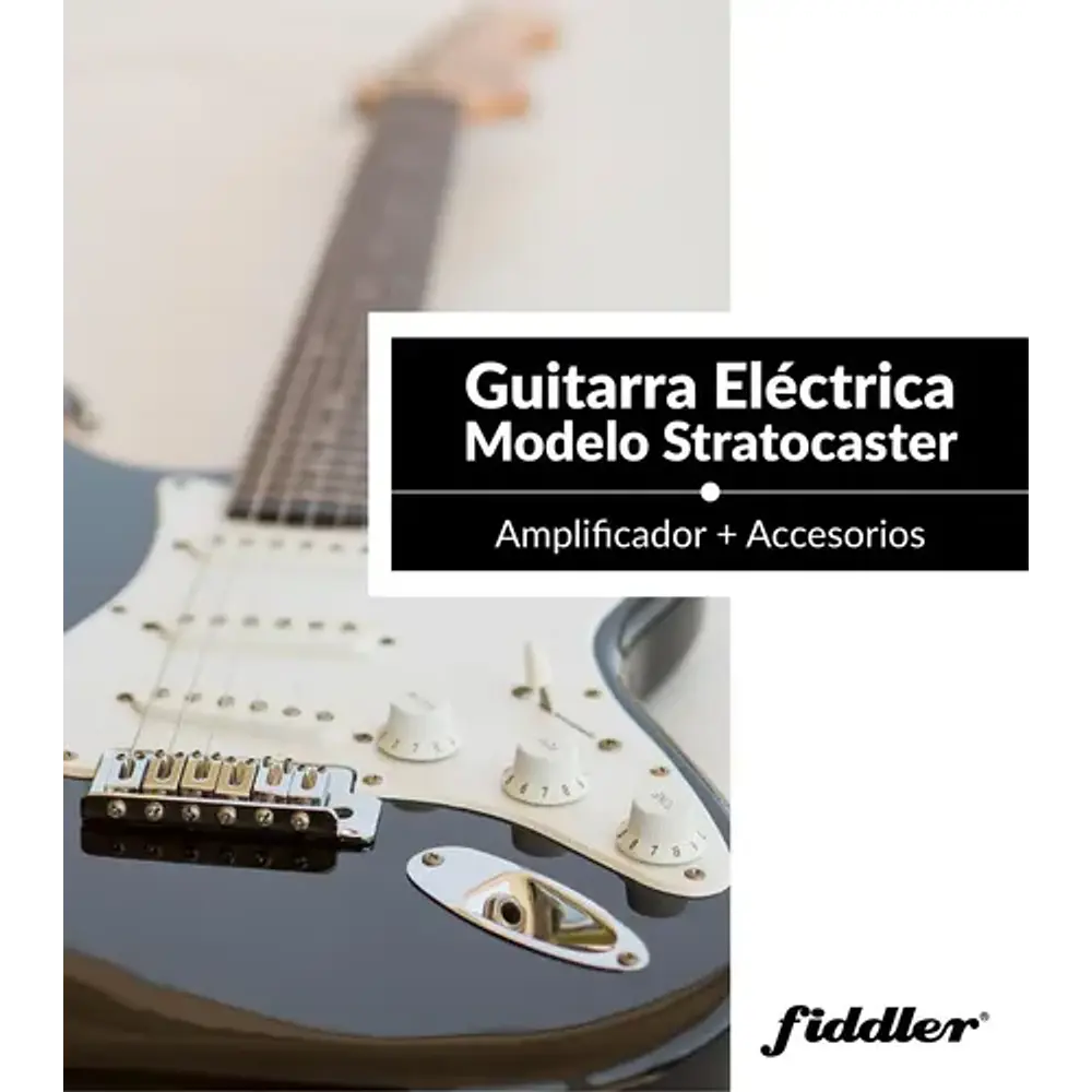 Guitarra Eléctrica Negra + Amplificador Negro Diestro Madera Fiddler