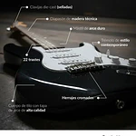 Guitarra Eléctrica Negra + Amplificador Negro Diestro Madera Fiddler