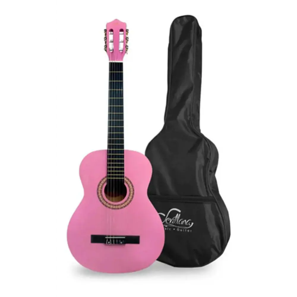 Guitarra Sevillana 8457 Con Funda Color Rosa Infantil Rosa Pálido Diestro Arce