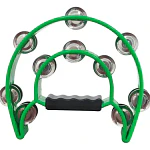 Pandero Musical Media Luna Hendrix Doble Fila Verde 20x20cm 40 Sonajas