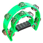 Pandero Musical Media Luna Hendrix Doble Fila Verde 20x20cm 40 Sonajas