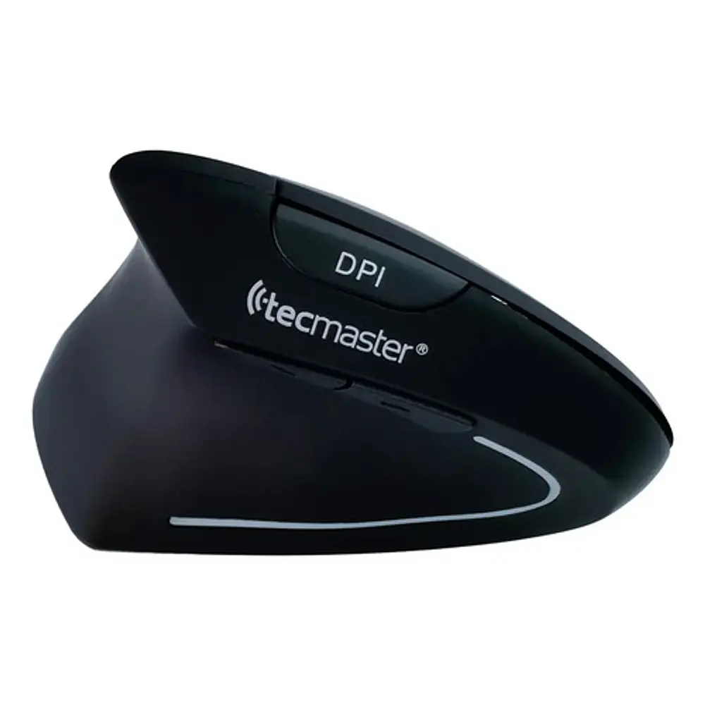 Mouse Vertical Ergonómico Inalámbrico Zurdo Tecmaster 1600 Dpi Negro