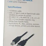 Cable Para Impresora 1.8 Mts Philco Color Negro