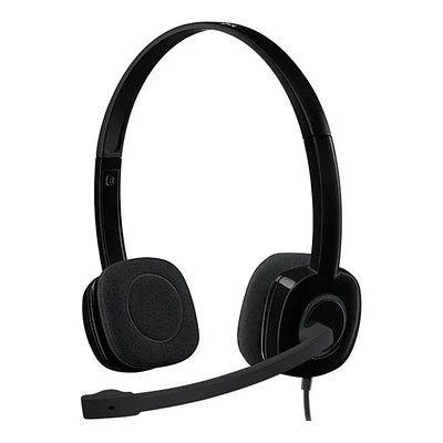 Audifono Logitech H151 Stereo Con Microfono Y Susp De Ruido Color Negro