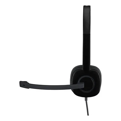 Audifono Logitech H151 Stereo Con Microfono Y Susp De Ruido Color Negro