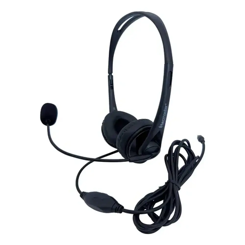 Auriculares call center Tecmaster TM-100561 con micrófono negros
