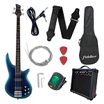 Bajo Eléctrico Azul Fiddler + Amplificador 20w Azul Azul Brillante 4 Diestro Laqueado