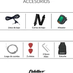 Bajo Eléctrico Azul Fiddler + Amplificador 20w Azul Azul Brillante 4 Diestro Laqueado