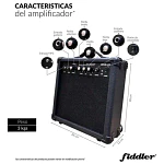 Bajo Eléctrico Azul Fiddler + Amplificador 20w Azul Azul Brillante 4 Diestro Laqueado