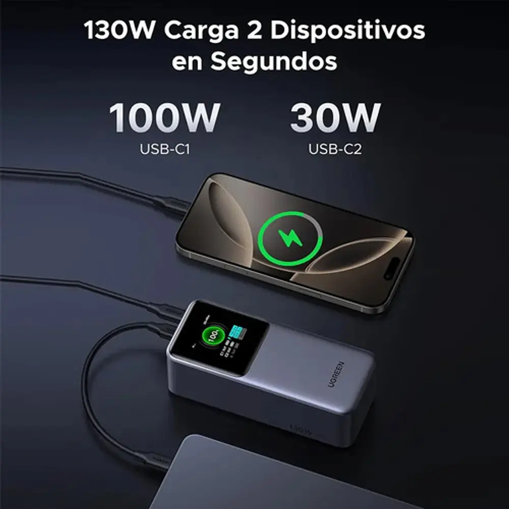 Power bank Ugreen PB721 20.000 mAh con pantalla negro