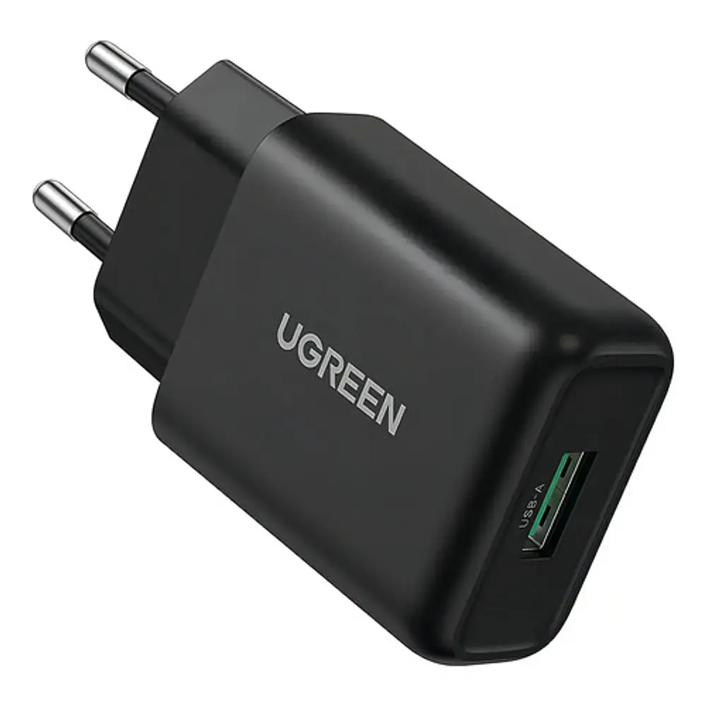 Cargador rápido Ugreen CD122 USB-A 18W QC 3.0 negro
