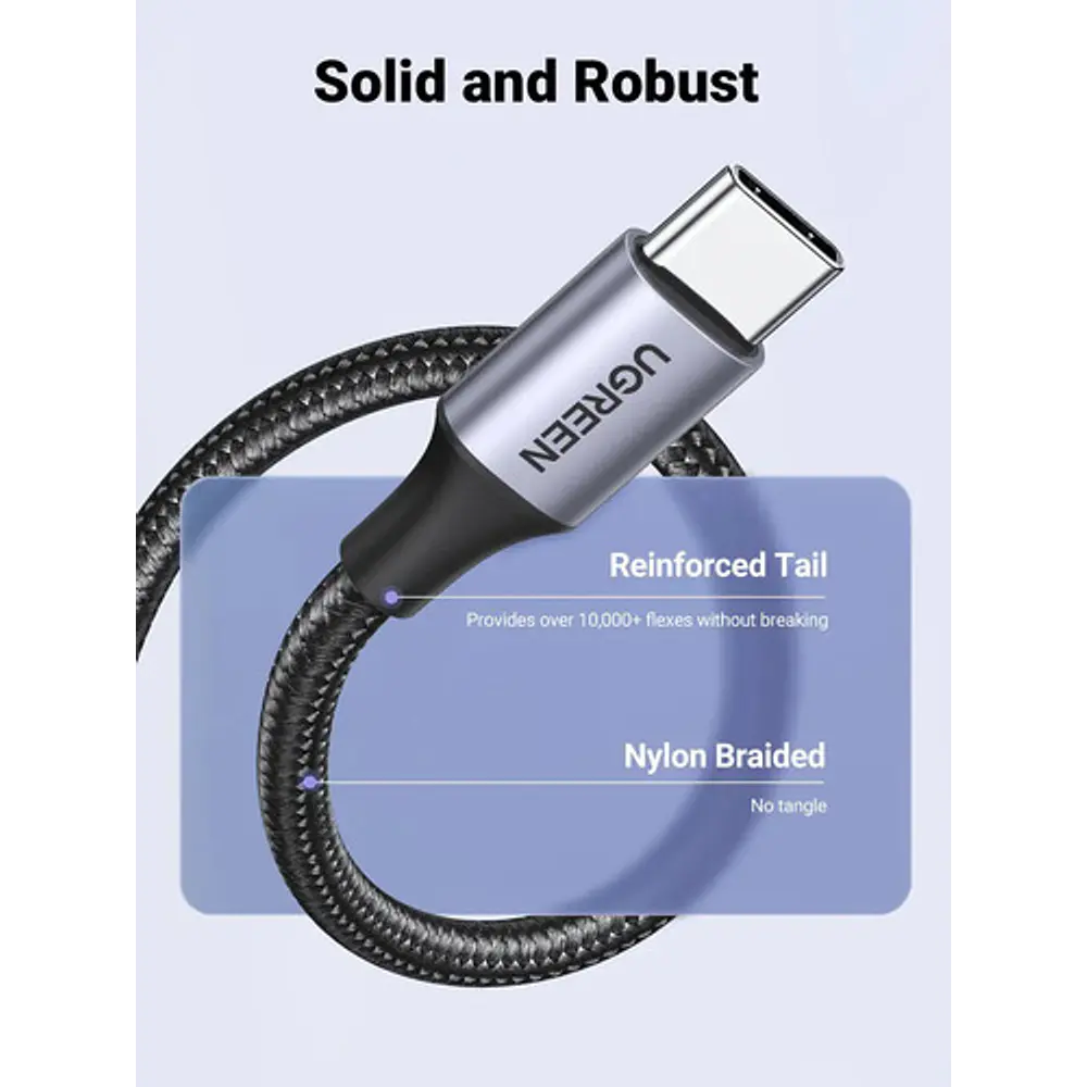 Cable Usb-c / Usb-a Datapower 3a Max 1 Metro Reforzado Negro Ugreen Us288