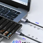 Cable Usb-c / Usb-a Datapower 3a Max 1 Metro Reforzado Negro Ugreen Us288