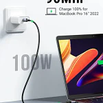 Cable Usb-c / Usb-c 3.1 Datapower 100w Max 1 Metro Reforzado Negro Ugreen Us300