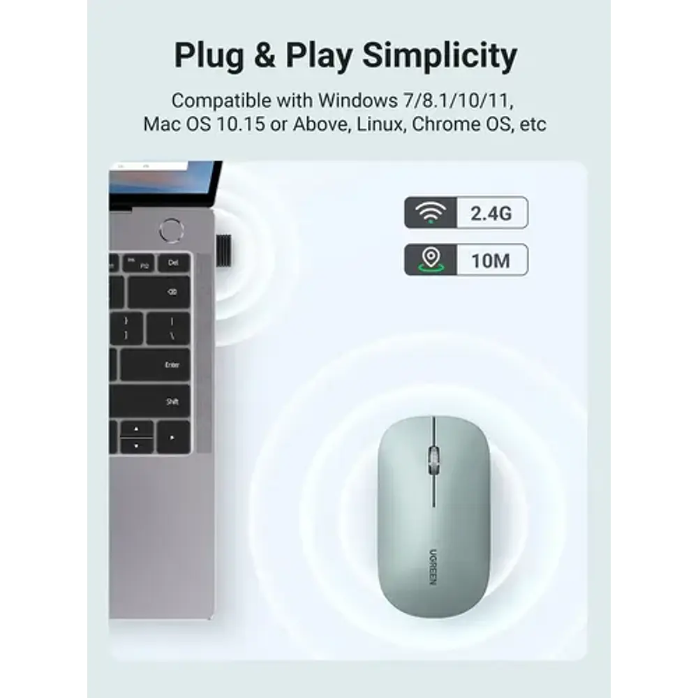 Ugreen Mouse Inalámbrico Ultradelgado Verde
