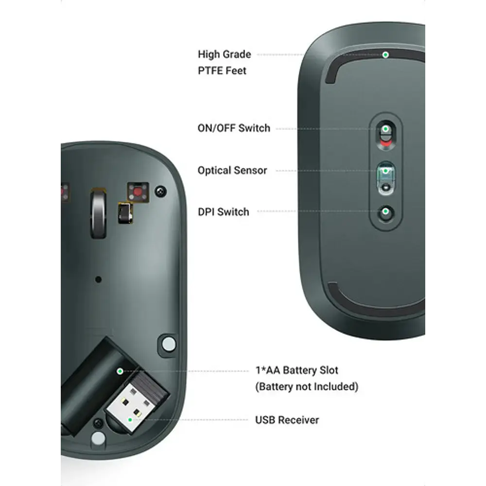 Ugreen Mouse Inalámbrico Ultradelgado Verde