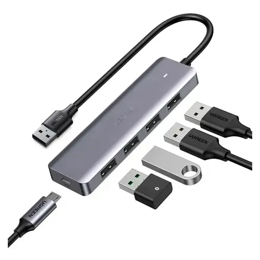 Hub Usb-a De 4 Puertos Usb-a 3.0 Con Pd Aluminio Ugreen Cm219