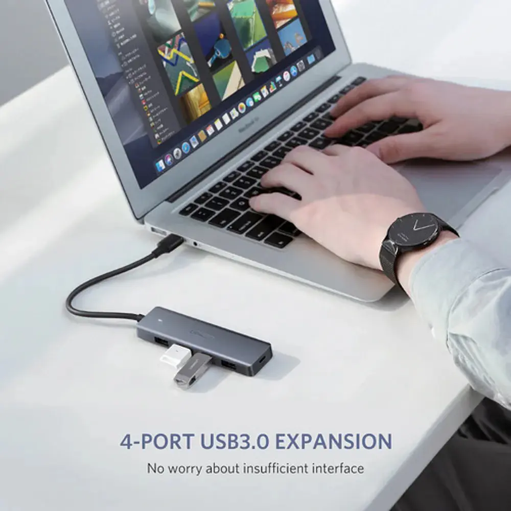 Hub Usb-a De 4 Puertos Usb-a 3.0 Con Pd Aluminio Ugreen Cm219
