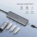 Hub Usb-a De 4 Puertos Usb-a 3.0 Con Pd Aluminio Ugreen Cm219