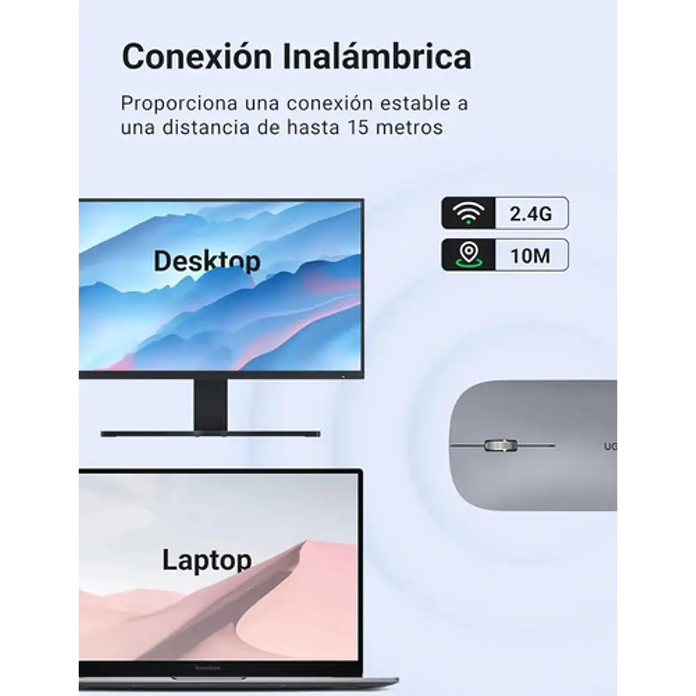 Ugreen Mouse Inalámbrico Ultradelgado Gris