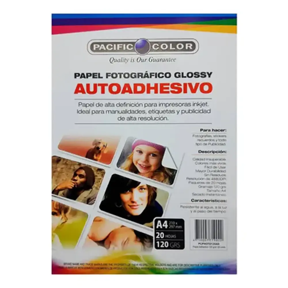 Papel Fotográfico Adhesivo Glossy A4 100 Hojas 120 Gr.