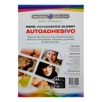 Papel Fotográfico Adhesivo Glossy A4 100 Hojas 120 Gr.