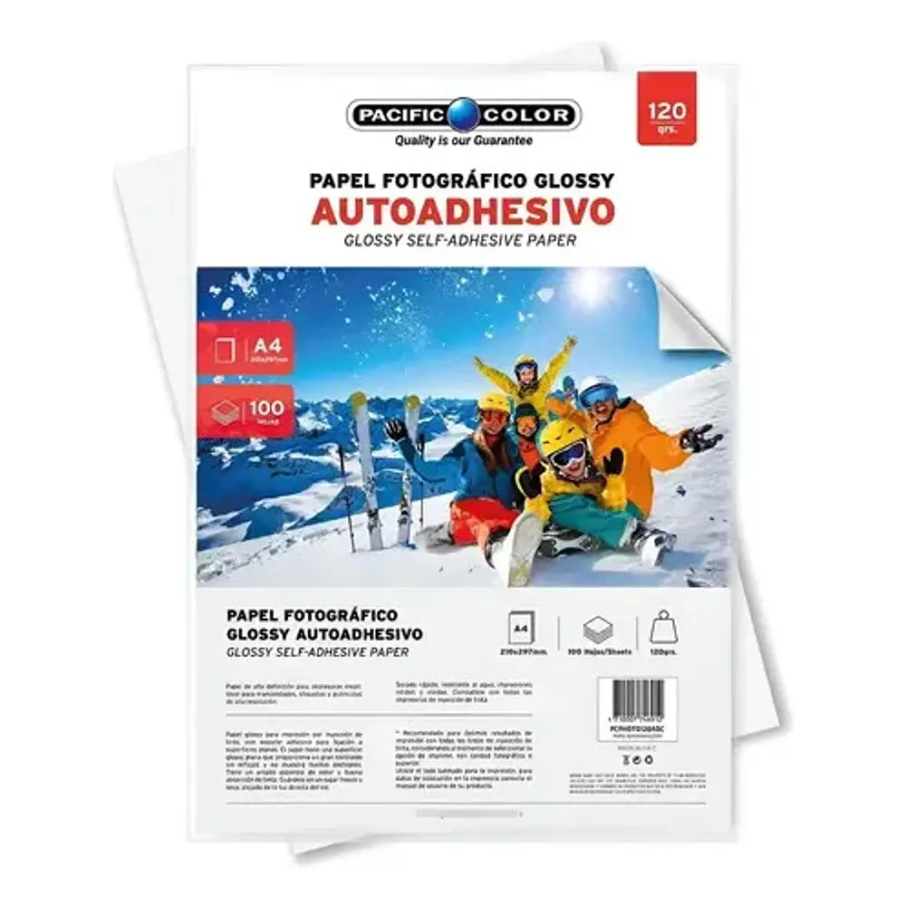 Papel Fotográfico Adhesivo Glossy A4 100 Hojas 120 Gr.