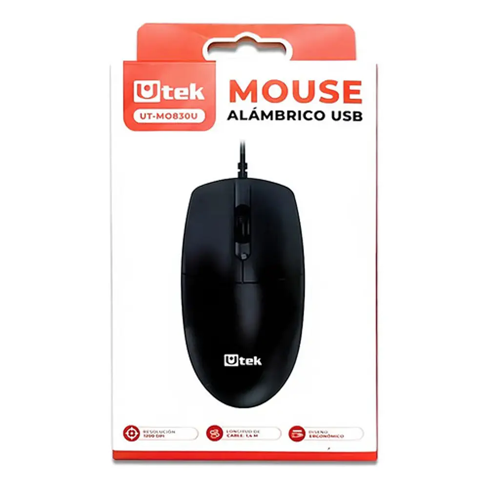 Mouse alámbrico USB Utek UT-MO830U