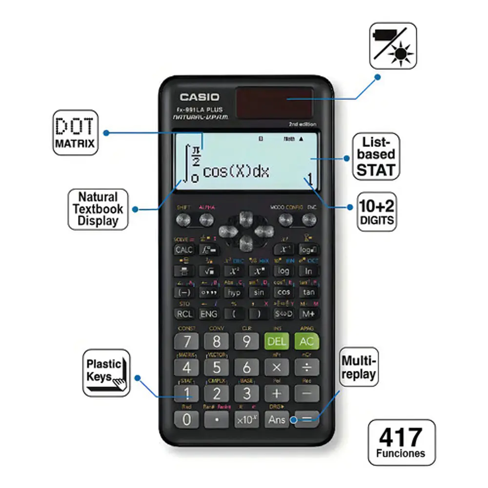 Calculadora científica Casio FX-991LA Plus 2da generación negra
